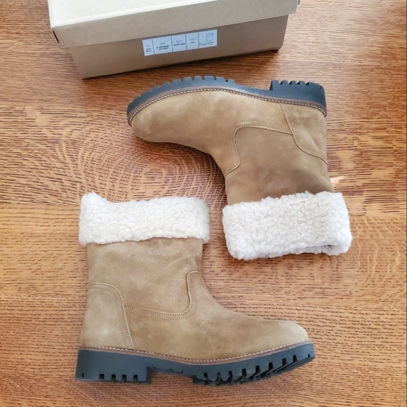 Anthropologie Louise Sherpa-cuffed Ankle Boots - tan - Picture 7 of 15